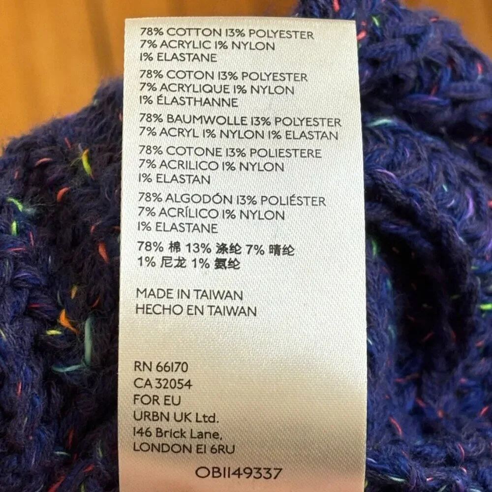 NEW FREE PEOPLE Neon Lights Pullover Sweater in Midnight Aura SZ L